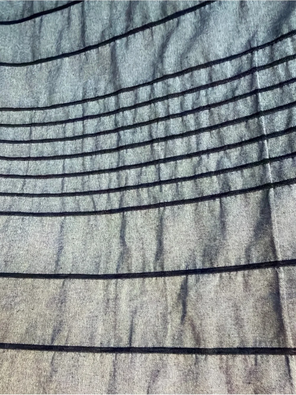 UGG fabric shower curtain cotton polyester blend 72”x72” denim blue dark stripes